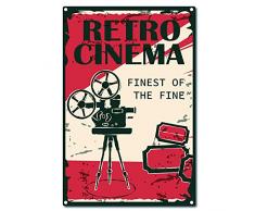 CREATCABIN Targhe in Metallo Retro Cinema Vintage Metal Wall Decor Decoration Art Mural Hanging Iron Painting per La Casa Giardino Cucina Soggiorno Ufficio Garage Poster Targa 12 x 8 Pollice