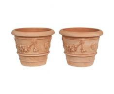 Biscottini 2 Vasi terracotta artigianali 30x25x30 cm | Vaso terracotta interno ed esterno | Vasetti piante grasse Made in Italy