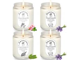 4 Pezzi Candele Profumate Set Regalo, Cera di Soia Naturale Fiore darancio Lavanda Aromaterapia Candele per Donna, Alleviare Lo Stress e Casa Decorazione, per Anniversario Compleanno Bagno Yoga, Spa