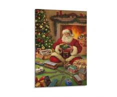 Poster decorativo con Babbo Natale sulla stanza del treno Poster di Natale su tela, stampa artistica da parete, arredamento moderno, 60 x 90 cm