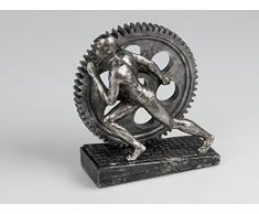 Moderno e stravagante decorazione scultura in poliresina nero/argento altezza 21 cm