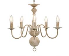 MUSEVANE Candelabro Stile Anticato Bianco 5 Lampadine E14