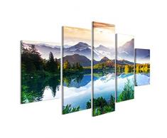 islandburner Quadro Moderno Lago Montagne Paesaggio Stampa su Tela - Quadro x poltrone Salotto Cucina mobili Ufficio casa - Fotografica Formato XXL