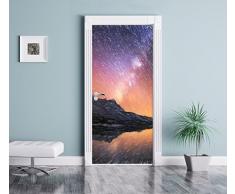 Tende tra le migliaia di stelle Art effetto pastello come Murale, Formato: 200x90cm, telaio della porta, adesivi porta, porta decorazione, autoadesivi del portello