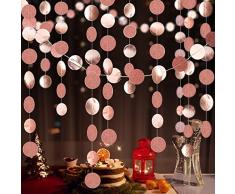 Ghirlanda 4 m x 5 pezzi, ghirlanda di carta glitterata rotonda a cerchio, striscione double face in carta metallica, decorazioni da appendere per feste di compleanno baby doccia Natale matrimonio