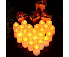 Lunsy Candele LED senza fiamma, candele a LED tremolanti, candele per Halloween, albero di Natale, Pasqua, matrimoni, feste e molto altro (24 pezzi)