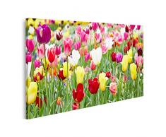 Quadro su tela Fiori tulipani formato panoramico diversa fioritura Stampe Arte Poster Murale