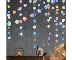 KHDULQ Ghirlande di Carta a Punti Circolari, Ghirlanda Carta Decorazione, Scintillante Rotondo Striscione da Appendere Ghirlande per Matrimonio Compleanno Natale Festa, 2 Pezzi x 4m