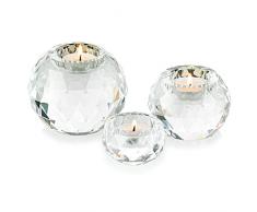 Sziqiqi Portacandele a Sfera di Cristallo Set di 3, Portalumini in Vetro Trasparente Candelieri per Tavolo da Pranzo Festa Nozze Regalo Meditazione Decorazioni per la Casa