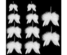 TATAFUN Decorazioni Natalizie Bianche Fantasia Angelo Piuma, Albero di Natale Decorazioni per Matrimoni Accessorio, Artigianato Fai-da-Te (10 Pezzi 18cm 16cm 12cm 10cm 8cm)