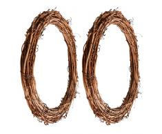 2 Pzi Ghirlande di Vite Naturali 25cm Ghirlanda in Rattan Naturale Corona di Ramo di Vite Corona Decorativa in Vimini per Fai da Te Natale Pasqua Halloween Artigianato Nozze Decorazioni