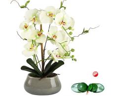 Orchidea artificiale centrotavola per sala da pranzo tavolo con vaso, seta finta, decorazione per interni, colore: verde