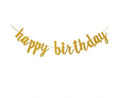 jenich Striscioni Buon Compleanno Ghirlanda Happy Birthday Banner Happy Birthday Bandiera Festone Bandierine Happy Birthday Oro per Decorazione Feste di Compleanno