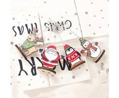 LIOOBO 20pz Tavola di Natale Segnaposto Cartone Animato Numero di Tabella Numero di Menu Carta Meno Clip per Appunti Stand con Base per Banchetti di Nozze per Le Vacanze