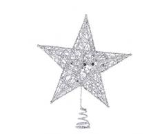 DOITOOL 1 Pezzi Decorazione Puntale per Albero di Natale a Forma di Stella Glitter Argento Albero di Natale Stelle Toppers Decorazioni Natalizie per Albero di Natale (20 cm)