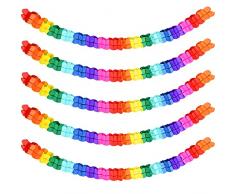5 Pezzi 3 M Ghirlande di Carta Multicolore,Ghirlanda Di Carta Arcobaleno,Quadrifoglio Festoni Colorato,Ghirlanda di Carta Decorativa da Appendere,Compleanno Carnevale Matrimonio Party Decoration