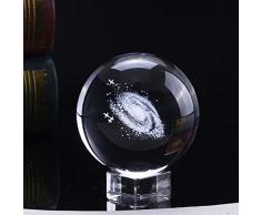 Tree2018, sfera di cristallo da 6 cm, sistema solare inciso con base decorativa, sfera trasparente per la scrivania, idea regalo per la casa o per foto in miniatura 3D (base quadrata in cristallo)