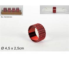 4 PZ ANELLI PORTA TOVAGLIOLI PORTATOVAGLIOLI CON STRASS ROSSO DIAM. 4,5 X 2,5 CM