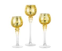 Inweder Portalumini Porta Candele in Vetro - 3 Pezzi Portacandele Vetro Mercurio Per Centrotavola Portacandele Adatti Pilastri Candele Galleggianti Oro Portacandele Decorazione Della Casa Nozze Natale