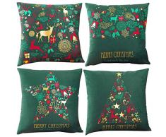 Topchances - Federa per cuscino natalizia, stampa digitale, in cotone, super morbido, 45,7 x 45,7 cm, confezione da 4 pezzi