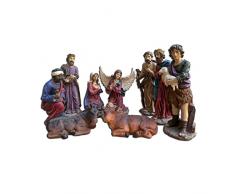 Aurora Store Presepe Natività GIGANTE Lusso con 10 soggetti Fino a 70 cm CHIESA Personaggi Statue in Resina Natività Giuseppe Maria Gesù Bambino, Re Magi, Bue e Asinello