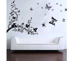 BestOfferBuy Romantici Stickers da Muro in 3D con Decalcomania di un Albero con Farfalle