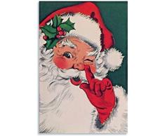 LBMED Quadro su Tela Canvas Immagini Murali Tela di Natale di Babbo Natale Lampeggiante retrò per larredamento del Soggiorno Stampa Disegno Painting 19.7x27.6(50x70cm) Senza Cornice