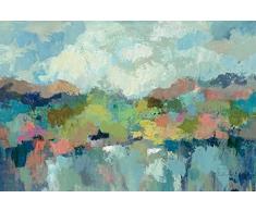 STAMPA-SU-TELA-INCORNICIATA-Vassileva-Silvia-Cm_76_X_115-Estratto-Lakeside-Abstract-Blue-contemporanea-lago-verde-paesaggio-lacustre-forme-rosa-marrone-verde-acqua-di-colore-g-Quadro-su-tela