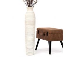 Leewadee grande vaso da terra: vaso alto, elemento decorativo fatto a mano in legno di mango, vaso per rami decorativi, 90 cm, white wash