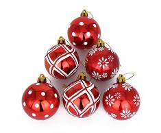 COOLWEST 6cm Natalizie Palle Set Confezione da Decorazioni per l Albero di Natale 6 Pezzi (Rosso)