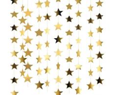 Glitter Dorato Stelle Ghirlanda, 65 Piedi Ghirlande di Carta Con Stelle Scintillanti, Ghirlanda Carta Decorative Luccichio Stella Carta Decor per Matrimoni, Compleanni, Feste di Natale