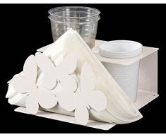 ARTI E MESTIERI SET TAVOLA PORTA BICCHIERI E TOVAGLIOLI FARFALLE BIANCO