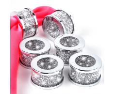 SHYFOY 6 Pezzi Portatovagliolo Anello Portatovagliolo Anelli Strass Tovagliolo Arredamento Anelli per Matrimonio Tazza, Feste, Nozze Compleanno Natale Festa Tabella Decorazioni (Argento)