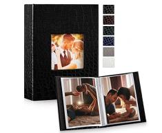 Ywlake Album Fotografico 10x15 50 con Tasche 2 Confezioni, Piccolo Mini Cuoio di Alligatore Album Foto Portafoto Verticale Tascabile Tasca Nero