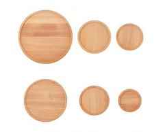AHANDMAKER Sottovaso Rotondo in bambù per Piante, 6 Pezzi Vassoio per Vasi di Cactus Succulenti Vassoio per Vasi per Piante in Stile Rurale Semplice per Piante da Interno Ed Esterno