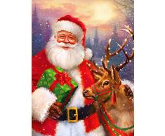 Yeerum Christmas Fai da Te Pittura Diamante 5D Santa Claus Kit, Babbo Natale Ricamo Pittura Pittura Diamond Painting Kit Completo Punto Croce Cristallo Strass Artigianato Decorazione 30x40 cm