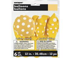 Unique Party 57593 Lattice Giallo a Pois Palloncini, Confezione da 6