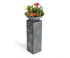 Hoberg Colonna per piante a LED, design a forma di leone, effetto cemento, vaso rimovibile, adatta per interni ed esterni, illuminazione integrata, timer per 6 ore, senza fili [19 x 19 x 72 cm]