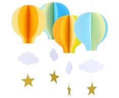 Toyvian Ghirlanda Mongolfiera 3D Ghirlande Mongolfiera Carta 4 Pezzi Mongolfiera Colorata Grandi Dimensioni con Nuvole Stelle Decorazione Carta Appesa per Arredamento