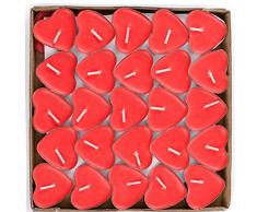 Candele Tealight Amore Cuore Rosso,50 Pezzi Romantiche Candele del Cuore Senza Fumo Candela dAmore Romantico Per Anniversario Matrimonio Proposta Fidanzamento Compleanno Sorprese Romantiche