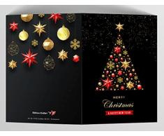 10 biglietti di Natale con albero di Natale con busta/busta, eleganti biglietti pieghevoli con motivo albero di Natale in set con buste abbinate (11133)