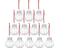 12 Palline di Alcol di Natale Ornamenti Riempibili dellAlbero Natale di Booze Bottiglia dAcqua a Forma di Lampadine Plastica Trasparente Palle di Natale Ornamenti Pendente Campana per Decorazioni