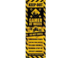 1art1 Gaming Poster per La Porta Gameration Gaming Caution Stampa 158x53 cm