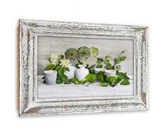 Feeby Quadro Decorativo Natura Morta Rustico 90x60 cm Stampa Moderna Shabby Chic Illusione Cornice Verde