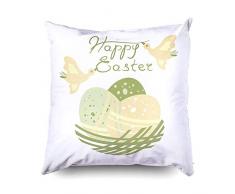 Federe con Cerniera Federe 45x45 cm Divertente Buona Pasqua Concetto Pulcino Uova Colorate di Pasqua Tiro Decorativo, Fodera per Cuscino per Divano Letto casa