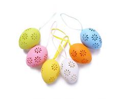 Demiawaking Uova di Pasqua da Appendere in Plastica Fai da Te Uova di Pasqua Decorative Decorazioni Pasquali Ornamenti Uova di Pasqua Colorate Finte Giocattoli per Bambini (10 Pezzi)