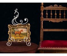 Quadro a Olio Cavallo con Cornice in Stile Antico 37x32cm