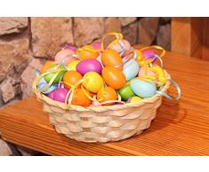 Kamaca, 48 uova di Pasqua colorate in plastica con nastrino da appendere, in plastica, per interni ed esterni, grande decorazione pasquale, Plastica, Multicolore, 72 Stück pastell 4cm