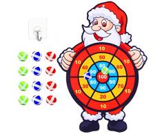 Tiro al Bersaglio Bambini, 12 Palline Adesive Giochi per Bambini da Giardino Viaggio 3-10 Anni, Giocattolo Bambini Giochi per Freccette Bersaglio Bambini Regalo Natale Compleanno (Babbo Natale)