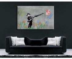 Tela Banksy Street Art Graffiti 100 x 70 cm – tela montata su telaio – Stampe artistiche, tela foto, immagini, Poster, dipinto, Pop Art decorazione Arte immagini da parete